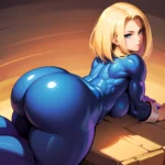 1girl Absurdres Android 18 Ass Big Hair Blonde Hair Blue Eyes Breasts Curvy Dragonball Z Drawing Female Focus Highres Huge, 1818505454