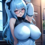 1girl Ahegao Breasts Butcherboy Fucked Silly Glasses Huge Breasts Pubic Hair Solo Arms Behind Back, 1718374230