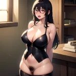 1girl Ahegao Breasts Butcherboy Fucked Silly Glasses Huge Breasts Pubic Hair Solo Arms Behind Back, 174449587