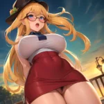 1girl Ahegao Breasts Butcherboy Fucked Silly Glasses Huge Breasts Pubic Hair Solo Arms Behind Back, 3254569952