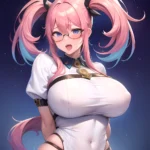 1girl Ahegao Breasts Butcherboy Fucked Silly Glasses Huge Breasts Pubic Hair Solo Arms Behind Back, 46993786
