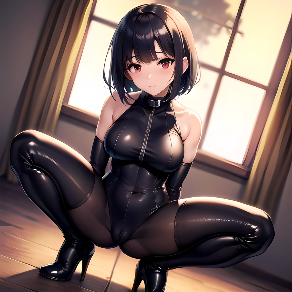 1girl Asmr Black Bodysuit Black Footwear Black Gloves Black Hair Blurry  Blurry Background Bob Cut Bodysuit Bondage Outfit Boots, 1182966865 - AI  Hentai