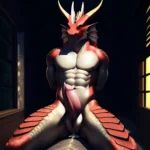 Anthro Dragon Male Solo Abs Cum Dripping Muscular Dragon Penis Genital Slit Furry Sitting Realistic Scales Detailed Scales Textu, 113224476