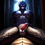 Anthro Dragon Male Solo Abs Cum Dripping Muscular Dragon Penis Genital Slit Furry Sitting Realistic Scales Detailed Scales Textu, 1137924151