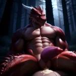 Anthro Dragon Male Solo Abs Cum Dripping Muscular Dragon Penis Genital Slit Furry Sitting Realistic Scales Detailed Scales Textu, 1287174185
