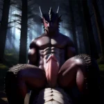 Anthro Dragon Male Solo Abs Cum Dripping Muscular Dragon Penis Genital Slit Furry Sitting Realistic Scales Detailed Scales Textu, 1465920668