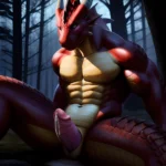 Anthro Dragon Male Solo Abs Cum Dripping Muscular Dragon Penis Genital Slit Furry Sitting Realistic Scales Detailed Scales Textu, 1473886390