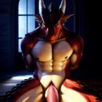 Anthro Dragon Male Solo Abs Cum Dripping Muscular Dragon Penis Genital Slit Furry Sitting Realistic Scales Detailed Scales Textu, 1489555474