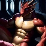 Anthro Dragon Male Solo Abs Cum Dripping Muscular Dragon Penis Genital Slit Furry Sitting Realistic Scales Detailed Scales Textu, 1533552222