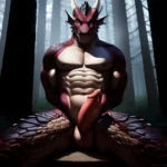 Anthro Dragon Male Solo Abs Cum Dripping Muscular Dragon Penis Genital Slit Furry Sitting Realistic Scales Detailed Scales Textu, 1780456691