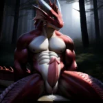 Anthro Dragon Male Solo Abs Cum Dripping Muscular Dragon Penis Genital Slit Furry Sitting Realistic Scales Detailed Scales Textu, 1972811382