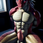 Anthro Dragon Male Solo Abs Cum Dripping Muscular Dragon Penis Genital Slit Furry Sitting Realistic Scales Detailed Scales Textu, 2091920762