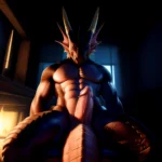 Anthro Dragon Male Solo Abs Cum Dripping Muscular Dragon Penis Genital Slit Furry Sitting Realistic Scales Detailed Scales Textu, 2249481294