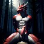 Anthro Dragon Male Solo Abs Cum Dripping Muscular Dragon Penis Genital Slit Furry Sitting Realistic Scales Detailed Scales Textu, 2616768742