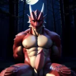 Anthro Dragon Male Solo Abs Cum Dripping Muscular Dragon Penis Genital Slit Furry Sitting Realistic Scales Detailed Scales Textu, 2675955605