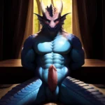 Anthro Dragon Male Solo Abs Cum Dripping Muscular Dragon Penis Genital Slit Furry Sitting Realistic Scales Detailed Scales Textu, 2848308946