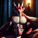 Anthro Dragon Male Solo Abs Cum Dripping Muscular Dragon Penis Genital Slit Furry Sitting Realistic Scales Detailed Scales Textu, 2868137587