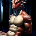 Anthro Dragon Male Solo Abs Cum Dripping Muscular Dragon Penis Genital Slit Furry Sitting Realistic Scales Detailed Scales Textu, 2946611233