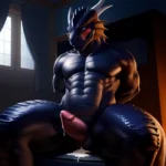 Anthro Dragon Male Solo Abs Cum Dripping Muscular Dragon Penis Genital Slit Furry Sitting Realistic Scales Detailed Scales Textu, 3170323860