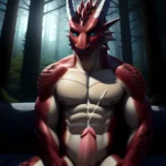 Anthro Dragon Male Solo Abs Cum Dripping Muscular Dragon Penis Genital Slit Furry Sitting Realistic Scales Detailed Scales Textu, 3419634910