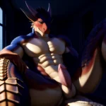 Anthro Dragon Male Solo Abs Cum Dripping Muscular Dragon Penis Genital Slit Furry Sitting Realistic Scales Detailed Scales Textu, 3502157199