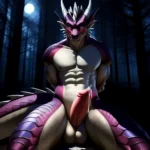 Anthro Dragon Male Solo Abs Cum Dripping Muscular Dragon Penis Genital Slit Furry Sitting Realistic Scales Detailed Scales Textu, 3586893906