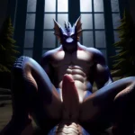 Anthro Dragon Male Solo Abs Cum Dripping Muscular Dragon Penis Genital Slit Furry Sitting Realistic Scales Detailed Scales Textu, 3653978102
