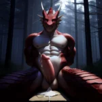 Anthro Dragon Male Solo Abs Cum Dripping Muscular Dragon Penis Genital Slit Furry Sitting Realistic Scales Detailed Scales Textu, 3927934168