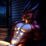 Anthro Dragon Male Solo Abs Cum Dripping Muscular Dragon Penis Genital Slit Furry Sitting Realistic Scales Detailed Scales Textu, 392917267