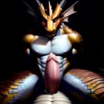 Anthro Dragon Male Solo Abs Cum Dripping Muscular Dragon Penis Genital Slit Furry Sitting Realistic Scales Detailed Scales Textu, 3986555979