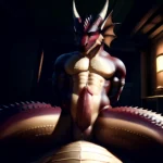 Anthro Dragon Male Solo Abs Cum Dripping Muscular Dragon Penis Genital Slit Furry Sitting Realistic Scales Detailed Scales Textu, 4265034743