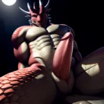 Anthro Dragon Male Solo Abs Cum Dripping Muscular Dragon Penis Genital Slit Furry Sitting Realistic Scales Detailed Scales Textu, 479027092