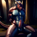 Anthro Dragon Male Solo Abs Cum Dripping Muscular Dragon Penis Genital Slit Furry Sitting Realistic Scales Detailed Scales Textu, 883485390
