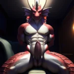 Anthro Dragon Male Solo Abs Muscular Dragon Penis Genital Slit Furry Sitting Realistic Scales Detailed Scales Texture 1 4 Detail, 2199274606