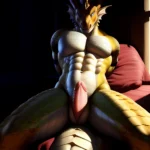 Anthro Dragon Male Solo Abs Muscular Dragon Penis Genital Slit Furry Sitting Realistic Scales Detailed Scales Texture 1 4 Detail, 2221979944