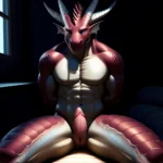 Anthro Dragon Male Solo Abs Muscular Dragon Penis Genital Slit Furry Sitting Realistic Scales Detailed Scales Texture 1 4 Detail, 3882180439