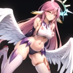 Ngnl Jibril Jibril Anime Absurdres Long Hair Pink Hair Halo Large Breasts Symbol Shaped Pupils Tattoo Cleavage Low Wings Gloves, 879152147