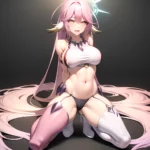 Ngnl Jibril Jibril Anime Absurdres Long Hair Pink Hair Halo Large Breasts Symbol Shaped Pupils Tattoo Cleavage Naked Sideboob Mi, 1606243498