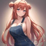 Sexy Overalls Half Naked One Side Down Exposing One Breast Absurdres Blush 1 1 Highres Detail Masterpiece Best Quality Hyper, 1627850555