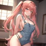 Sexy Overalls Half Naked One Side Down Exposing One Breast Absurdres Blush 1 1 Highres Detail Masterpiece Best Quality Hyper, 3819859042