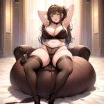 Smiling Open Mouth Sexy Naughty Green Eyes Lingerie Big Ass Very Thick Obese 1 4 Sitting Down Absurdres Blush 1, 3212847920