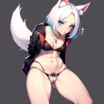 Solo 1girl Abs Animal Ears Aria Crystalplanet00 Bbc Chan Biting Black Hair Black Sclera Blue Eyes Breasts Colored Sclera Cropped, 1223735986