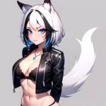 Solo 1girl Abs Animal Ears Aria Crystalplanet00 Bbc Chan Biting Black Hair Black Sclera Blue Eyes Breasts Colored Sclera Cropped, 2045009916