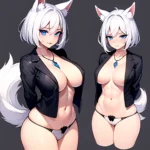 Solo 1girl Abs Animal Ears Aria Crystalplanet00 Bbc Chan Biting Black Hair Black Sclera Blue Eyes Breasts Colored Sclera Cropped, 2367376816