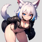 Solo 1girl Abs Animal Ears Aria Crystalplanet00 Bbc Chan Biting Black Hair Black Sclera Blue Eyes Breasts Colored Sclera Cropped, 2936392225