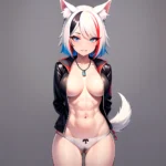 Solo 1girl Abs Animal Ears Aria Crystalplanet00 Bbc Chan Biting Black Hair Black Sclera Blue Eyes Breasts Colored Sclera Cropped, 4241127636