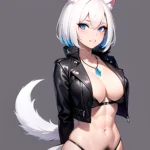 Solo 1girl Abs Animal Ears Aria Crystalplanet00 Bbc Chan Biting Black Hair Black Sclera Blue Eyes Breasts Colored Sclera Cropped, 960373247