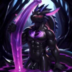 Solo Male Anthro Dragon Kemono Equine Penis Goo Transformation Black Slime Gooey Corruption Purple Glowing Liquid Glowing Penis, 1442485956
