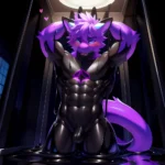 Solo Male Anthro Dragon Kemono Equine Penis Goo Transformation Black Slime Gooey Corruption Purple Glowing Liquid Glowing Penis, 2541586333