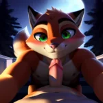 Solo Male Fox Anthro Zootopia Style Detailed Background Furry Slim Smiling Balls Sheath Soft Shading Nighttime Green Eyes 4k Hi, 2329974589